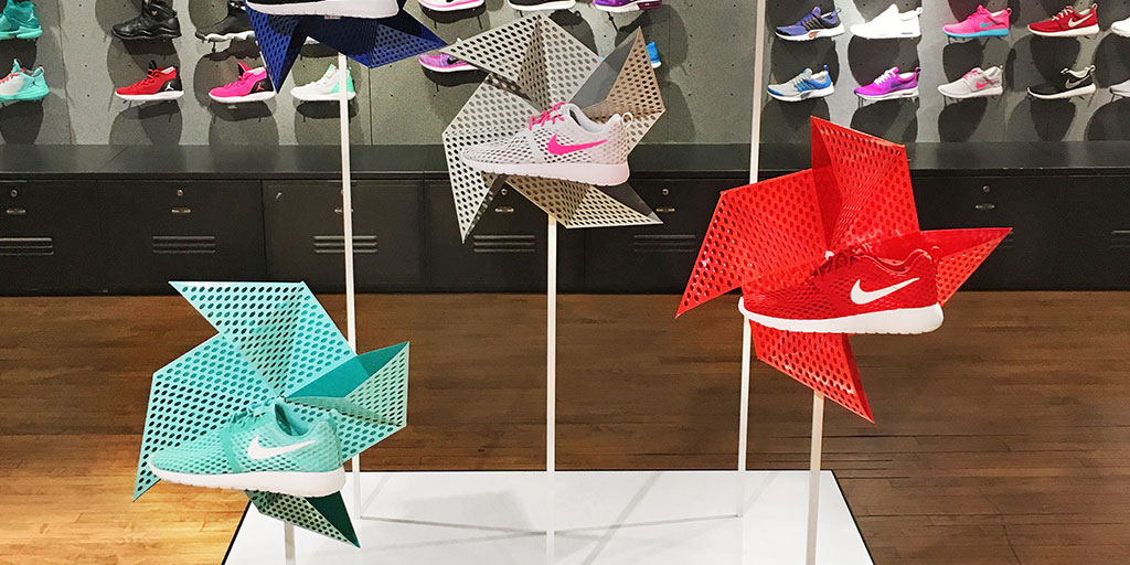 Image of retail display with metal perforated pinwheels