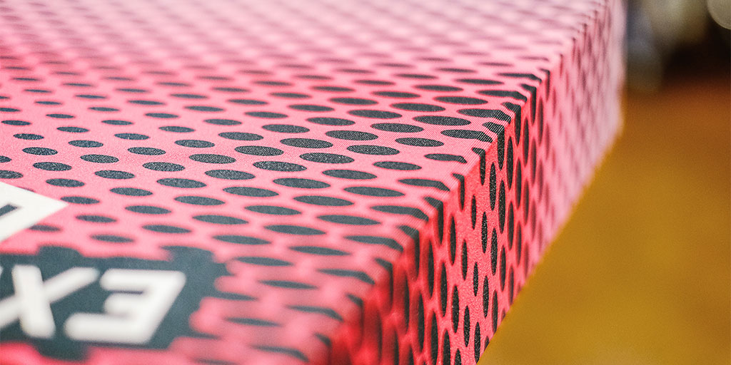 Image of a box frame wrapped in printed fabric